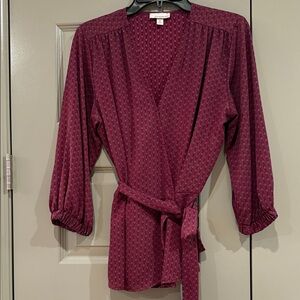 LAST CALL! Evereve Plum & Blue Wrap Blouse